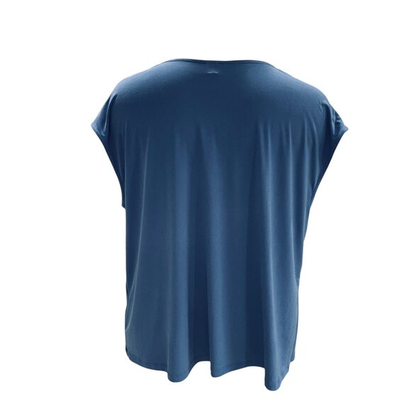 INC Blue Cowl Neck Cap Sleeve Top Plus SZ 3X Gold Chain Shoulder Embellished NWT - Picture 9 of 12